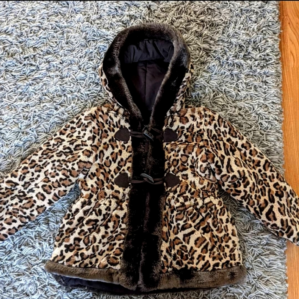 Rothschild girls 4T brown cheetah winter coat